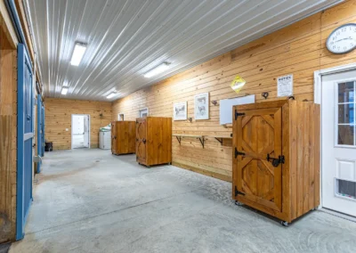Stable entrance hallway with chandelier lighting